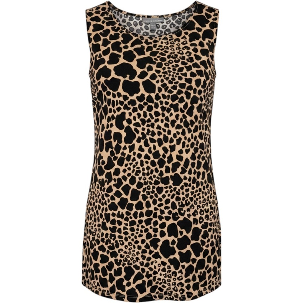 Jessica London Womens Animal Print Sleeveless Tank Top Tunic Tan Black 22/24